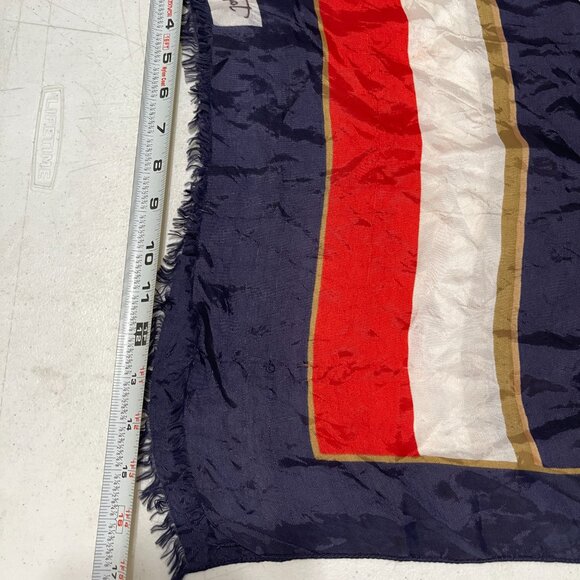 VINTAGE MADE IN ITALY JAQUES PIAGET BLUE SCARF 100% POLYESTER 50" X 17.5" - Picture 3 of 3